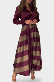 Nessia Μακρύ Πουκαμισοφόρεμα με Ρίγες και Ζώνη