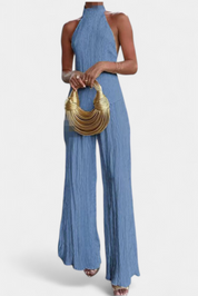 Pilarica Κομψό Πλισέ Σετ με Ασύμμετρο Τοπ και Ρευστό Παντελόνι