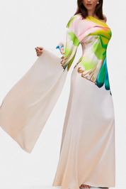 Beryl Ασύμμετρο Μονόμανικο Φόρεμα με Στάμπα