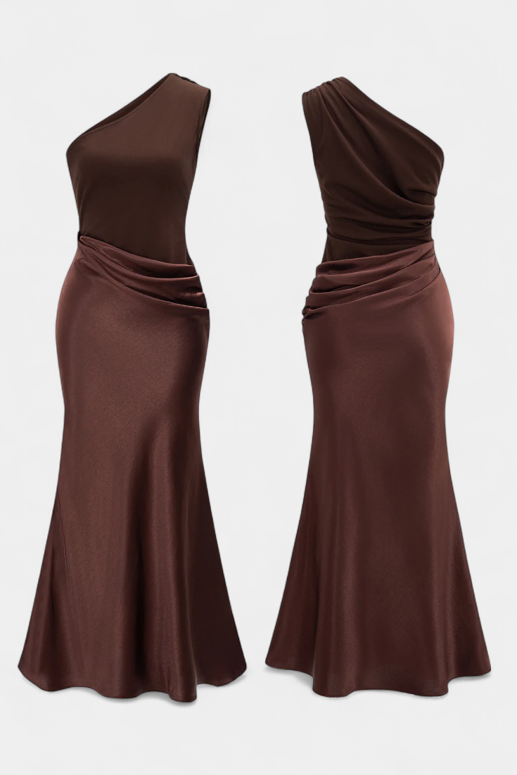 Ottavia Μακρύ Πλισέ Φόρεμα για Βραδινές Εμφανίσεις με Έναν Ώμο