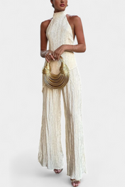 Pilarica Κομψό Πλισέ Σετ με Ασύμμετρο Τοπ και Ρευστό Παντελόνι