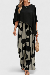 Aleida Ασύμμετρο Σετ με Τοπ και Στάμπα Παντελόνι