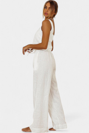 Pascuala Λινό Σετ Δύο Τεμαχίων με Αμάνικη Μπλούζα και Αέρινο Παντελόνι