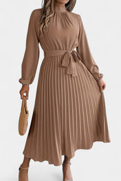 Theresa Φόρεμα με Ψηλό Λαιμό και Πλισέ Ζώνη