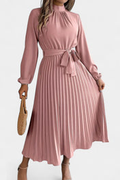 Theresa Φόρεμα με Ψηλό Λαιμό και Πλισέ Ζώνη