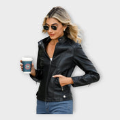 Δερμάτινο Κομψό  Σακάκι με Μοντέρνα Γραμμή και Διαχρονικό Στυλ