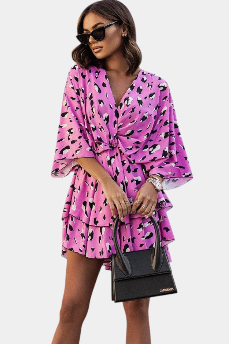 Φόρεμα Eliza Μίνι με μπροστινό κόμπο και βολάν