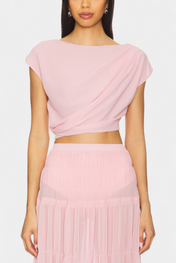 Nalia Φούστα από Σιφόν με Ελαστική Μέση και Αέρινες Στρώσεις