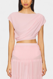 Nalia Φούστα από Σιφόν με Ελαστική Μέση και Αέρινες Στρώσεις