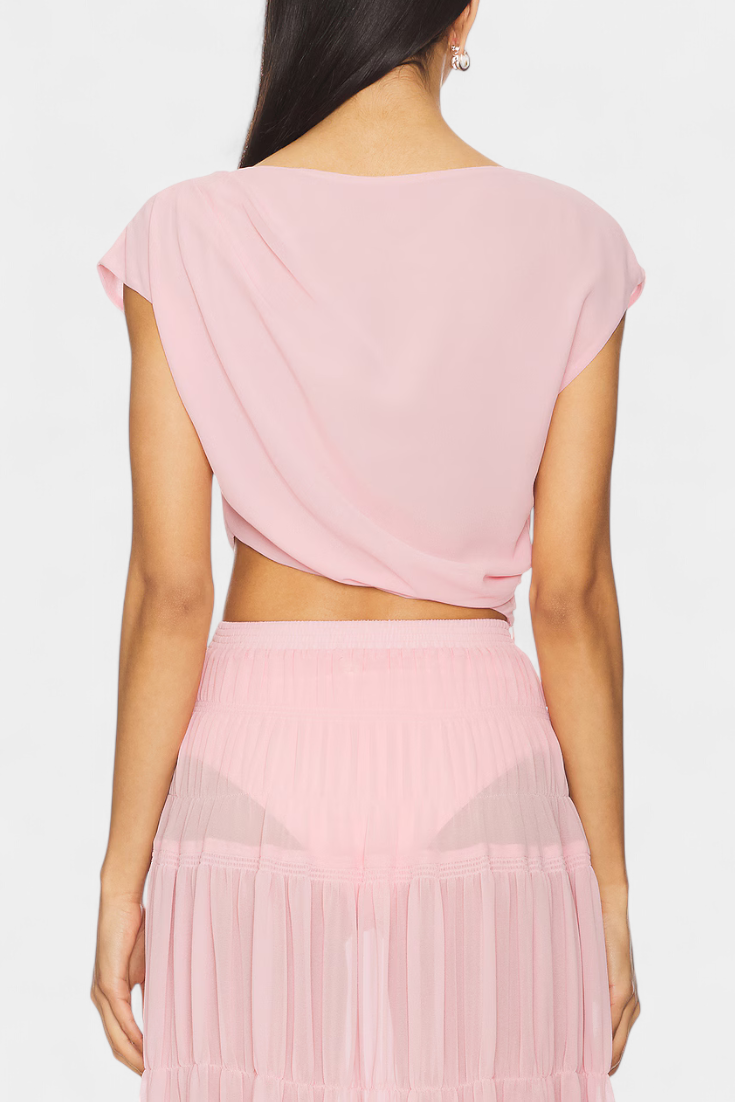 Nalia Φούστα από Σιφόν με Ελαστική Μέση και Αέρινες Στρώσεις