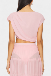 Nalia Φούστα από Σιφόν με Ελαστική Μέση και Αέρινες Στρώσεις