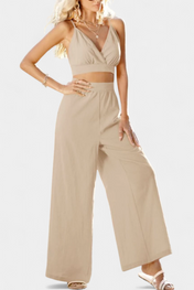 Valentina Σετ με Δαντελένιο Γιλέκο με Ανοιχτή Πλάτη και Φαρδύ Παντελόνι