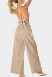 Valentina Σετ με Δαντελένιο Γιλέκο με Ανοιχτή Πλάτη και Φαρδύ Παντελόνι