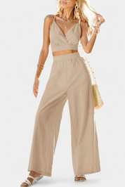 Valentina Σετ με Δαντελένιο Γιλέκο με Ανοιχτή Πλάτη και Φαρδύ Παντελόνι