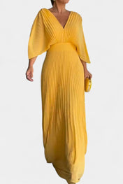 Anita Μίντι Φόρεμα με Πιέτες και V Ντεκολτέ