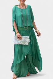 Maravilla Ρευστό Σετ Δύο Τεμαχίων με Χαλαρό Τοπ και Ασύμμετρη Φούστα