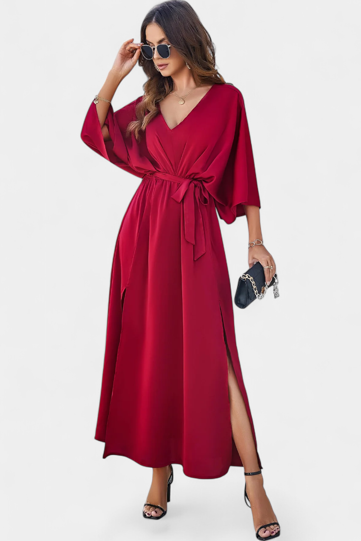 Milly Εlegant φόρεμα με φιόγκο και άνοιγμα