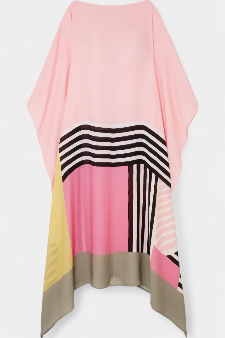 Ελενόρα Καφτάνι με Γεωμετρικό Σχέδιο, Φαρδιά Γραμμή και Ύφασμα Butterfly Mesh