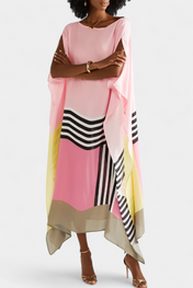 Ελενόρα Καφτάνι με Γεωμετρικό Σχέδιο, Φαρδιά Γραμμή και Ύφασμα Butterfly Mesh