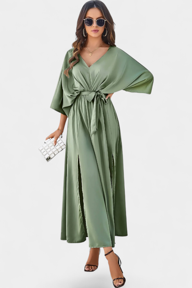 Milly Εlegant φόρεμα με φιόγκο και άνοιγμα