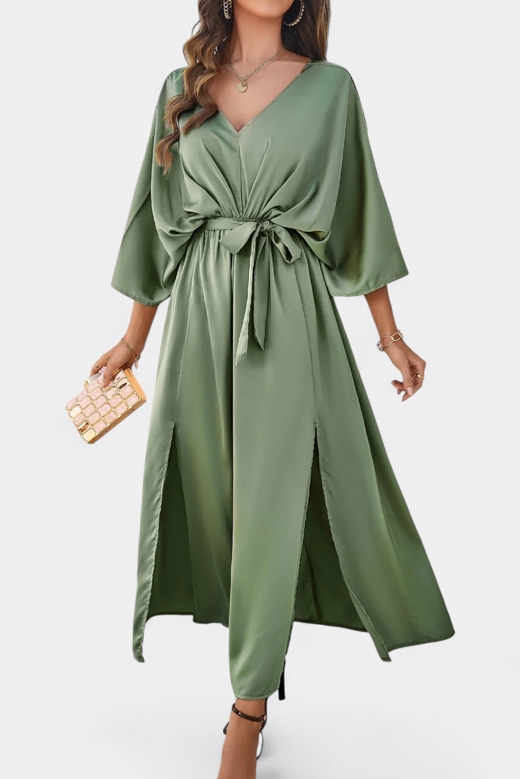 Milly Εlegant φόρεμα με φιόγκο και άνοιγμα