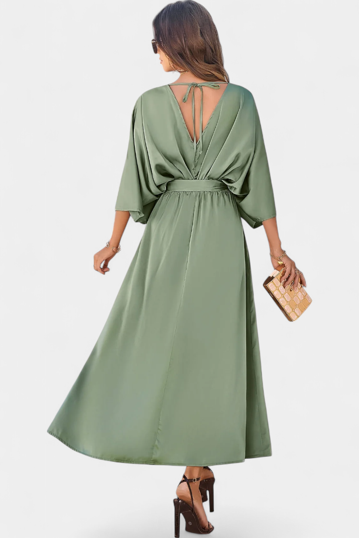 Milly Εlegant φόρεμα με φιόγκο και άνοιγμα