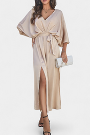 Milly Εlegant φόρεμα με φιόγκο και άνοιγμα