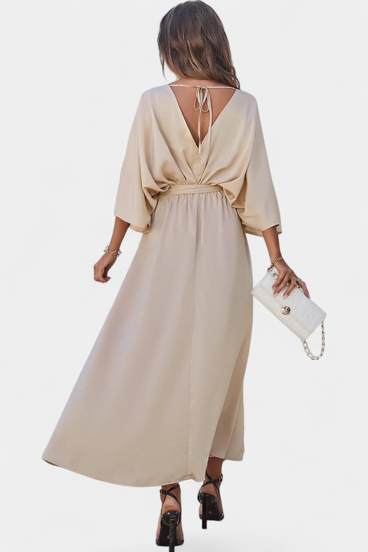 Milly Εlegant φόρεμα με φιόγκο και άνοιγμα