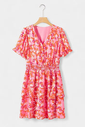 Kimberly Λουλουδάτο Φόρεμα με Βολάν και V Ντεκολτέ