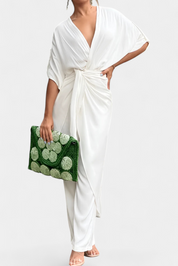 Mayleen Σταυρωτό Σετ με Μπροστινό Φιόγκο και Ίσιο Παντελόνι